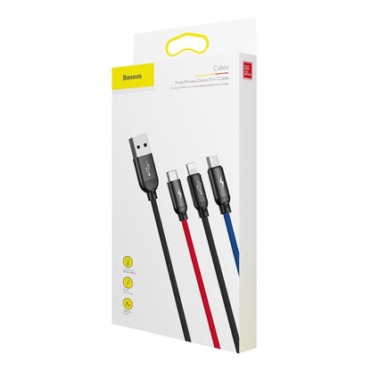 USB-A - Lightning / microUSB / USB-C Baseus Colors 3in1 laddningskabel, 20W, 1.2m, Svart CAMLT-BSY01