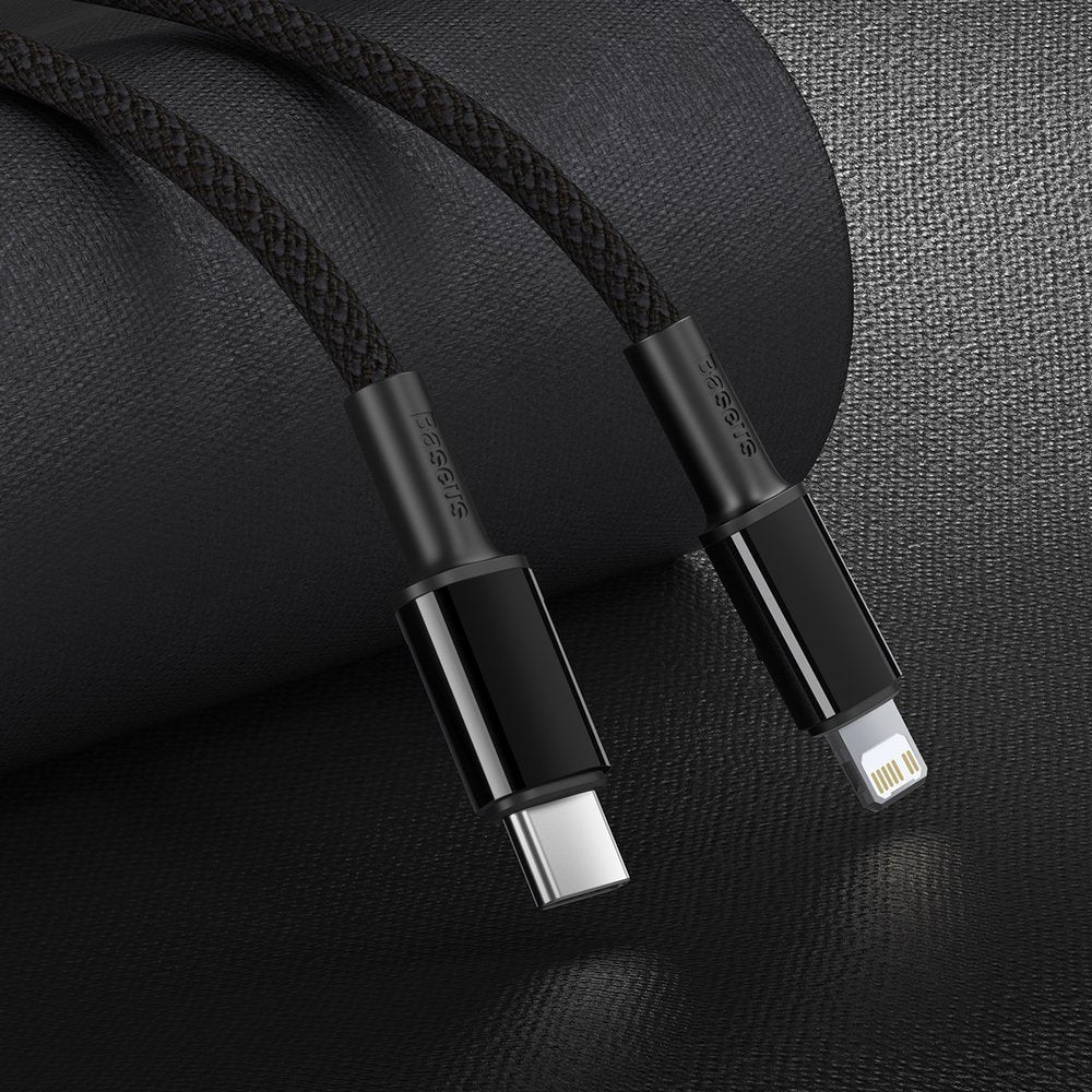 USB-C till Lightning data- och laddningskabel Baseus High Density Flätad, 20W, 2m, Svart CATLGD-A01