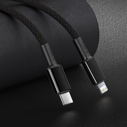 USB-C till Lightning data- och laddningskabel Baseus High Density Flätad, 20W, 2m, Svart CATLGD-A01