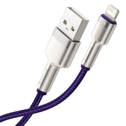 USB-A - Lightning Data- och Laddningskabel Baseus Cafule Metal Series, 18W, 2m, Lila CALJK-B05