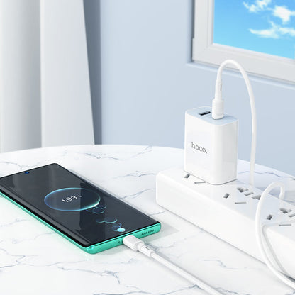 USB-C Data- och Laddningskabel - USB-C HOCO X83 Victory, 60W, 1m, Vit