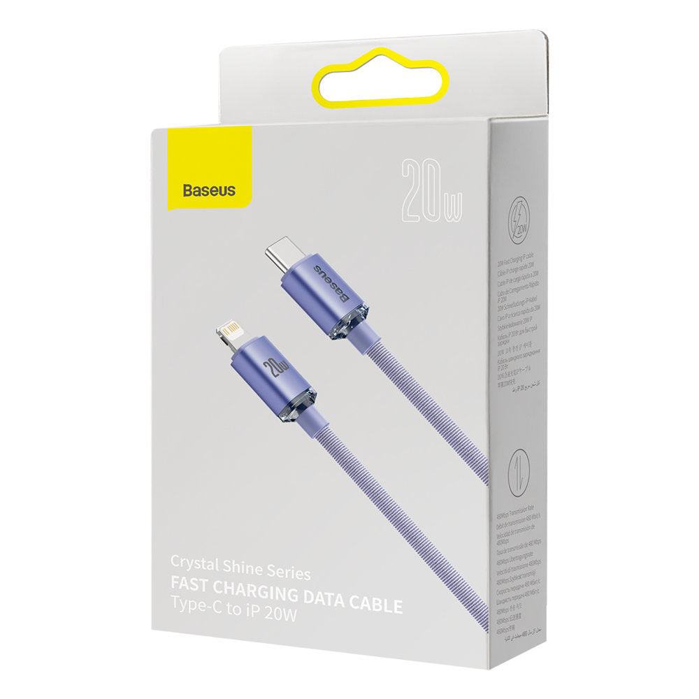 USB-C till Lightning-kabel Baseus Crystal Shine Series, 20W, 2m, Lila CAJY000305