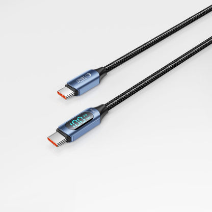 USB-C data- och laddningskabel - USB-C Tech-Protect Ultraboost LED, 100W, 1m, Blå 
