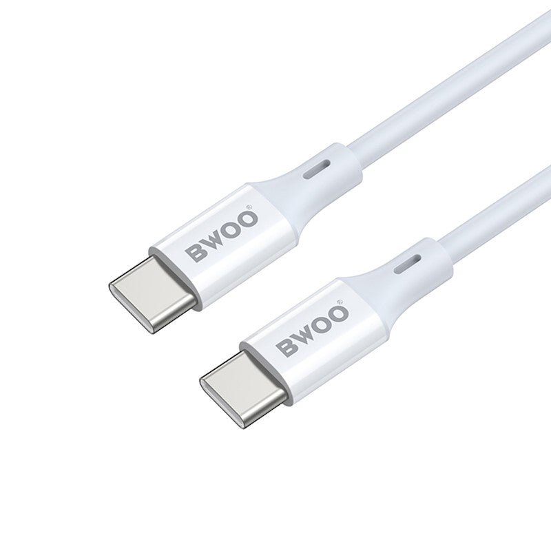 USB-C till USB-C data- och laddningskabel BWOO X282, 60W, 1m, Vit