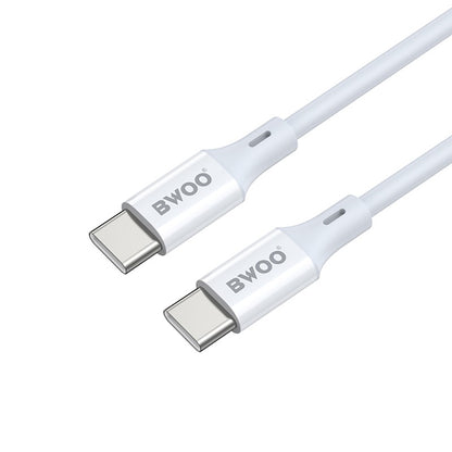 USB-C till USB-C data- och laddningskabel BWOO X282, 60W, 1m, Vit