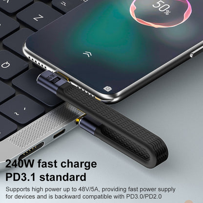 USB-C - USB-C OEM Angled 8K Video Version 3 data- och laddningskabel, 240W, 0.15m, Svart