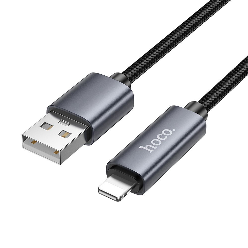 Data- och laddningskabel USB-A - Lightning HOCO Display X112, 18W, 1m, Svart