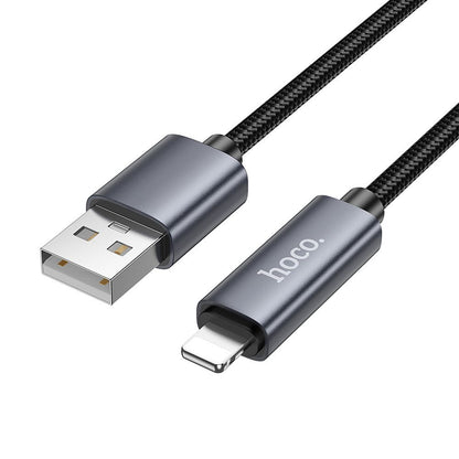 Data- och laddningskabel USB-A - Lightning HOCO Display X112, 18W, 1m, Svart