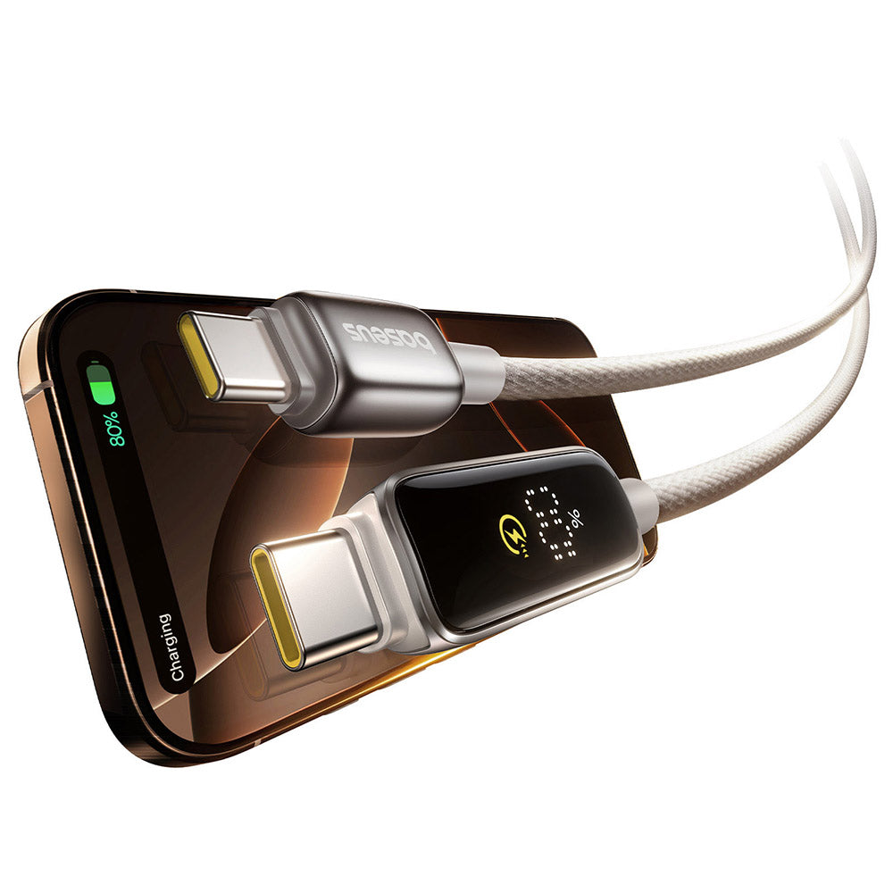 USB-C till USB-C Data- och Laddningskabel Baseus Vipow Display, 100W, 2m, Grå P10381802851-01