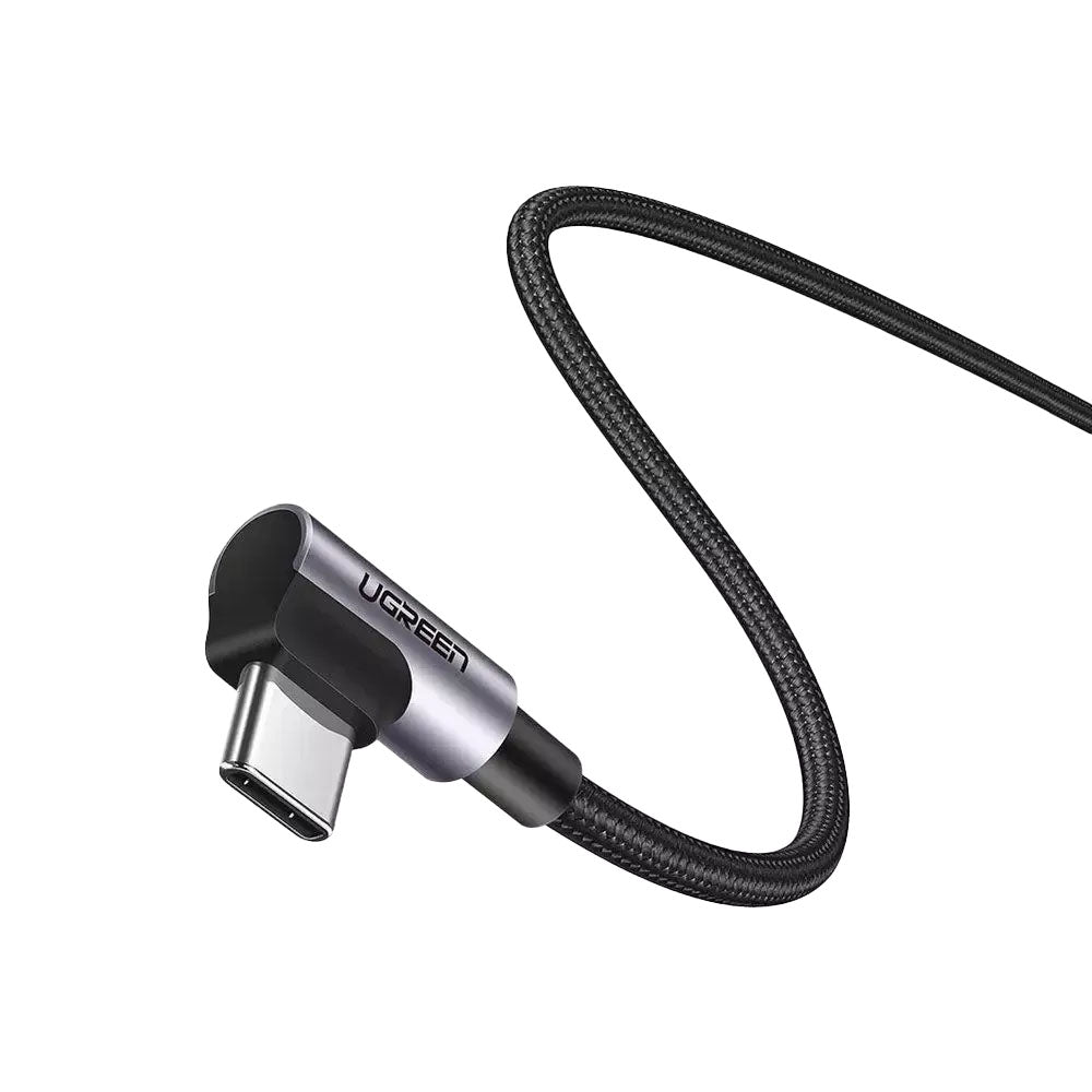 USB-C till USB-C data- och laddningskabel UGREEN US335 Angled, 100W, 2m, Svart