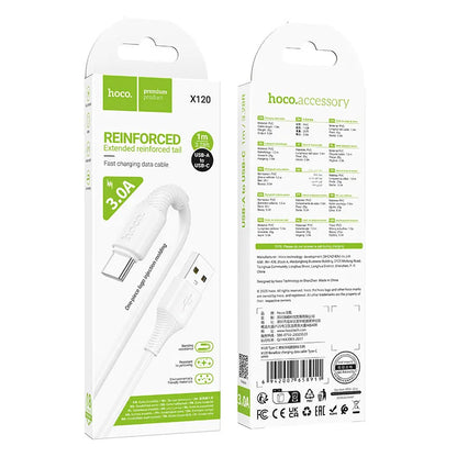 Data- och laddningskabel USB-A till USB-C HOCO X120, 60W, 1m, Vit