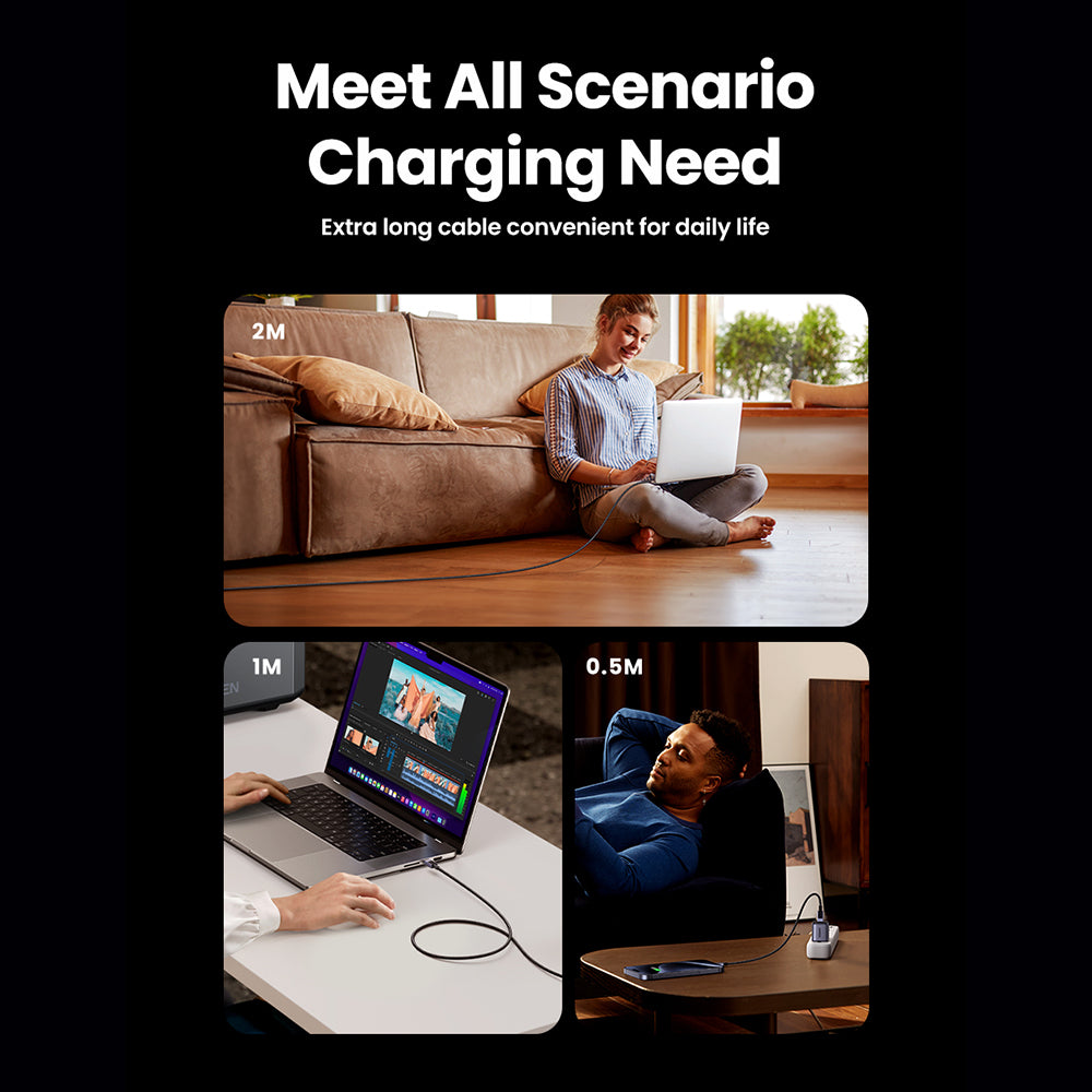 USB-C till USB-C data- och laddningskabel UGREEN L513, 240W, 2m, Svart