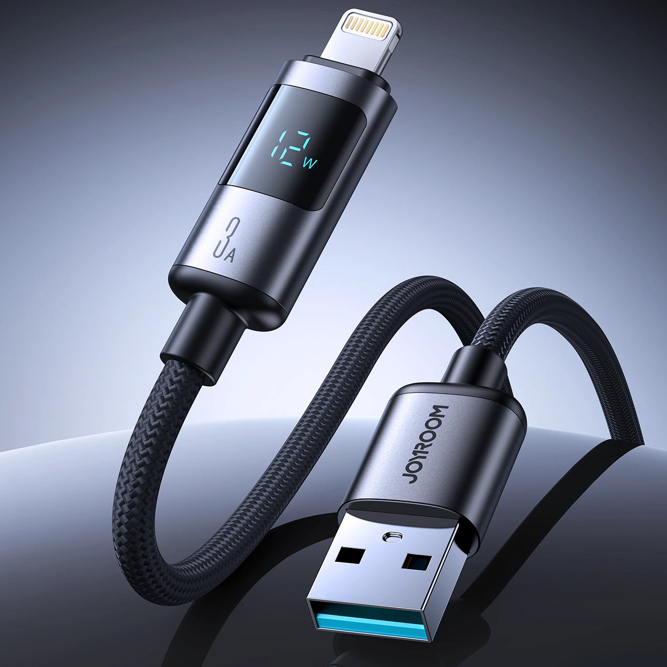USB-A - Lightning Joyroom S-A16 Pro Prism Display data- och laddningskabel, 12W, 1.2m, Svart