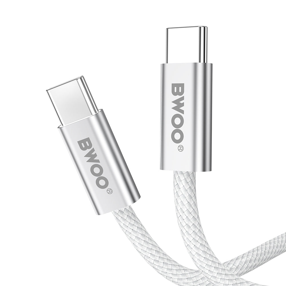 USB-C till USB-C data- och laddningskabel BWOO BO-X317C, 240W, 1m, Vit
