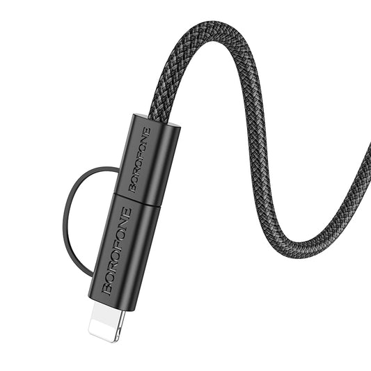 Data- och laddningskabel USB-C - Lightning / USB-C Borofone BX104 Primo 2in1, 60W, 1m, Svart