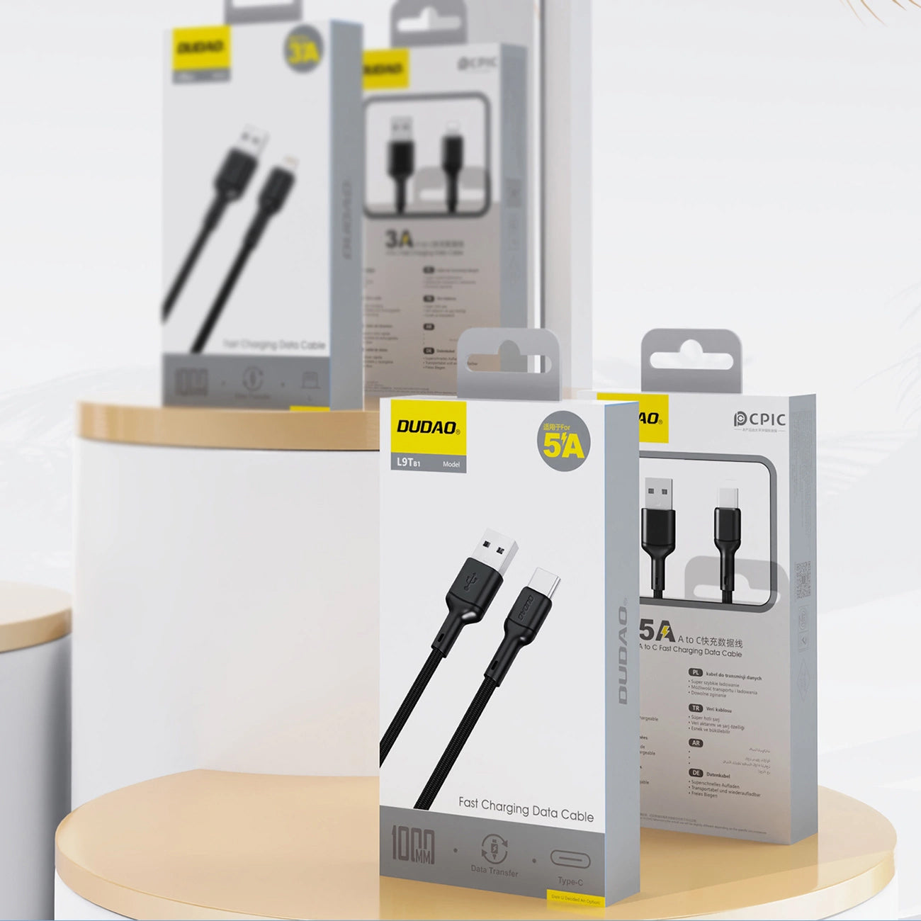Data- och laddningskabel USB-A - USB-C Dudao L9T, 100W, 1m, Svart
