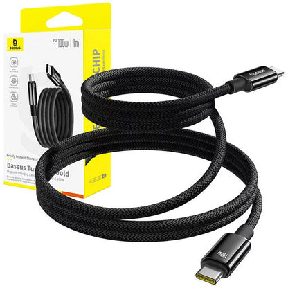 USB-C till USB-C Data- och Laddningskabel Baseus Tungsten Gold, 100W, 1m, Svart P10319805111-00