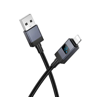 Data- och laddningskabel USB-A - Lightning HOCO X118 Display, 12W, 1m, Svart