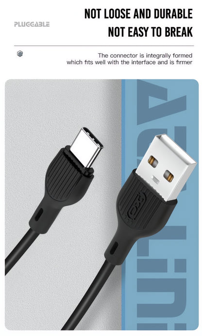 USB-A till USB-C data- och laddningskabel XO Design NB200, 10W, 1m, Svart