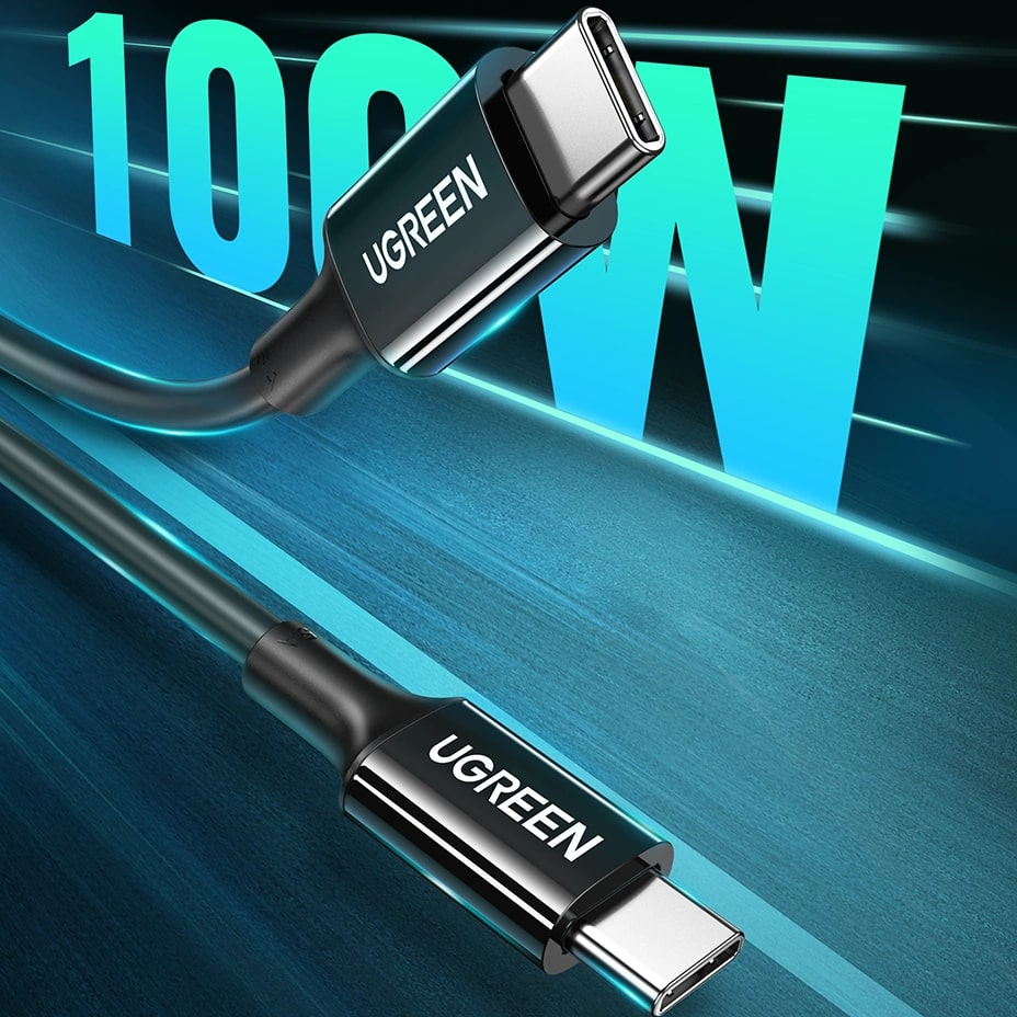 USB-C till USB-C data- och laddningskabel UGREEN US300, 100W, 2m, Svart