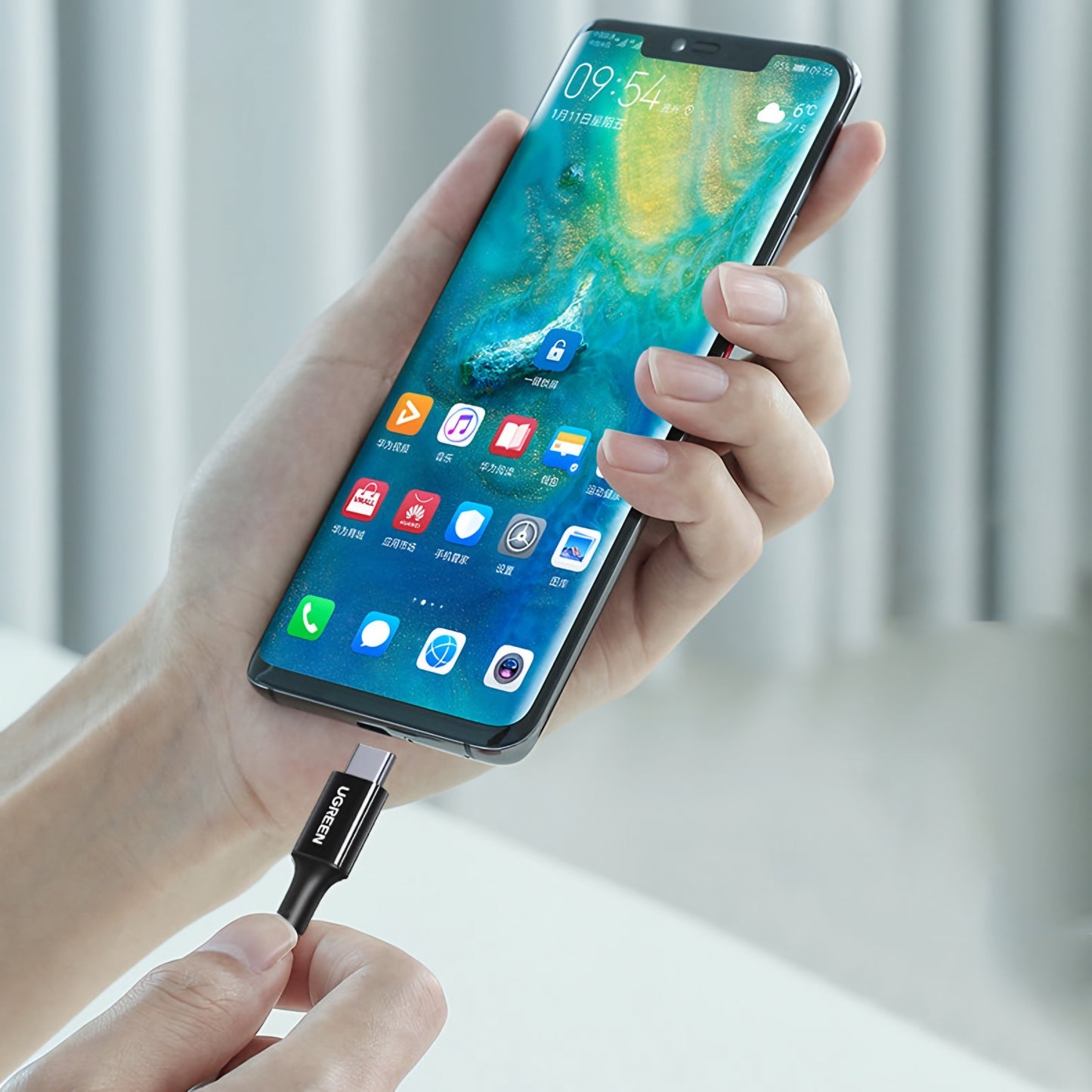USB-C till USB-C data- och laddningskabel UGREEN US300, 100W, 2m, Vit