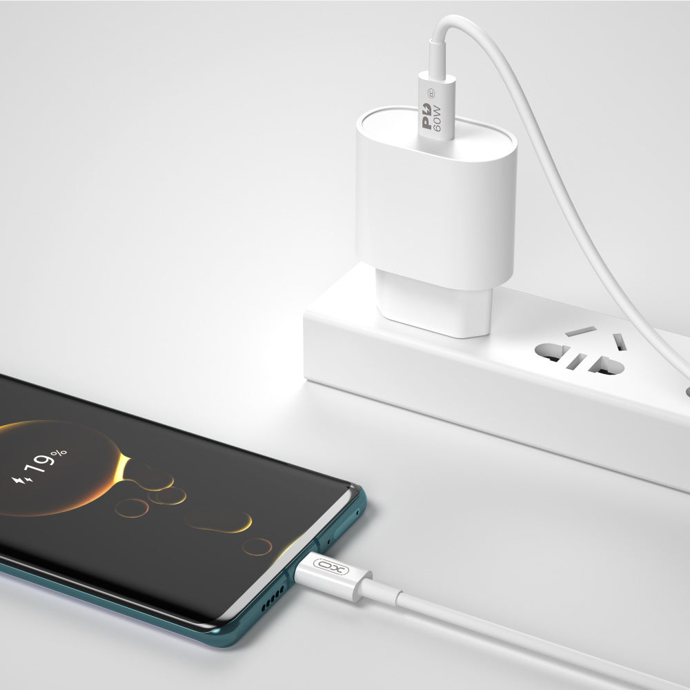 USB-C Data- och Laddningskabel - USB-C XO Design NB-Q190B, 60W, 2m, Vit