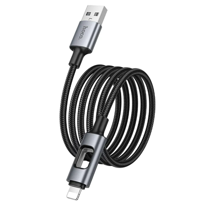 USB-A - Lightning HOCO U144 Led data- och laddningskabel, 18W, 1.2m, Svart