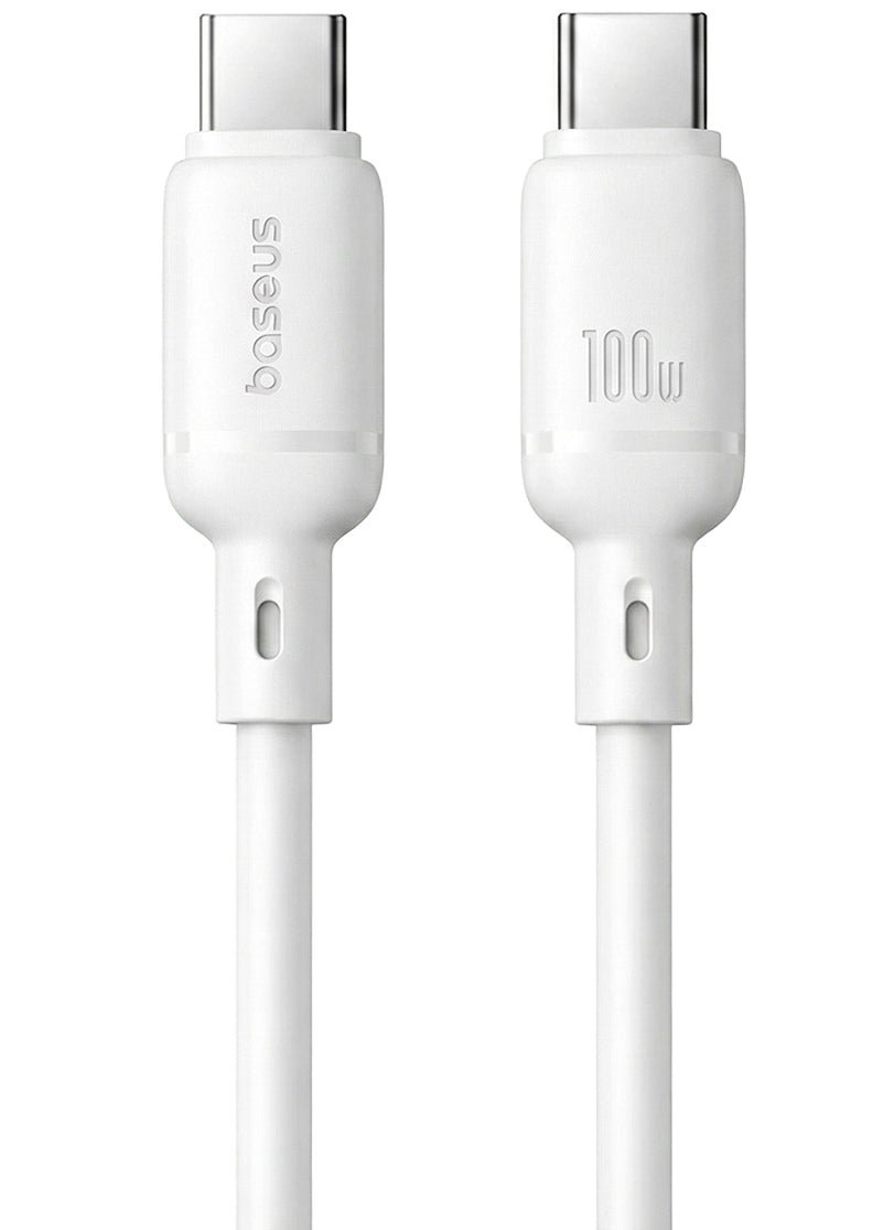 USB-C till USB-C Data- och Laddningskabel Baseus Silky, 100W, 1m, Vit P10377704213-00