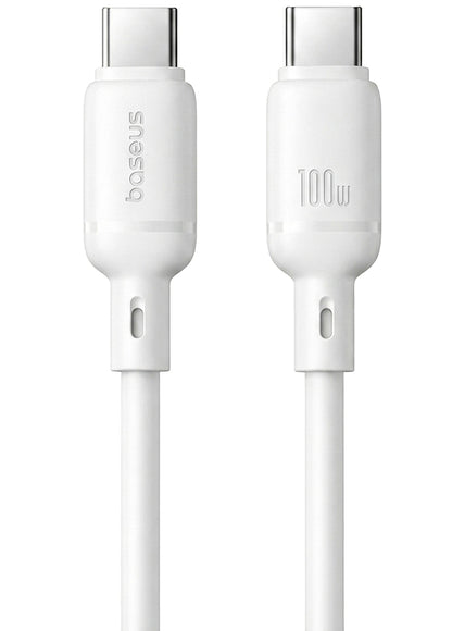 USB-C till USB-C Data- och Laddningskabel Baseus Silky, 100W, 1m, Vit P10377704213-00