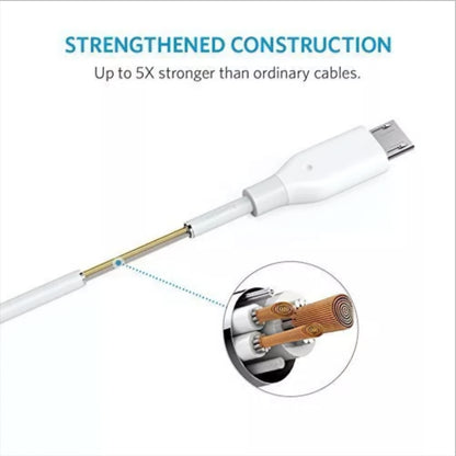 Data- och laddningskabel USB-A till microUSB Anker PowerLine, 18W, 1m, Vit A8132H21