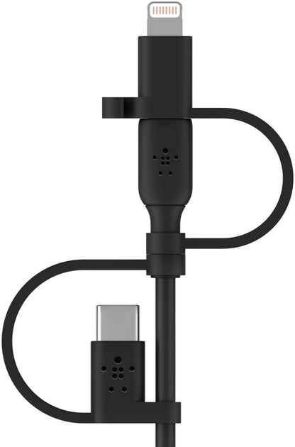 USB-A till Lightning / microUSB / USB-C dataladdningskabel Belkin BoostCharge, 1m, svart CAC001bt1MBK