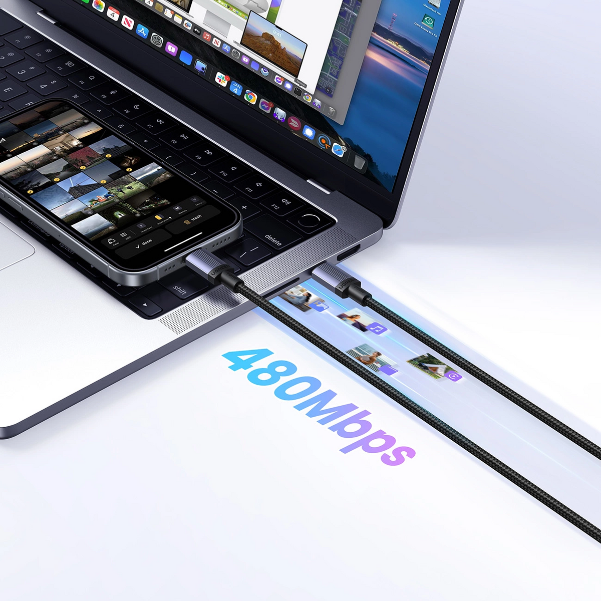 USB-C Data- och laddningskabel - USB-C UGREEN, 100W, 1m, Svart