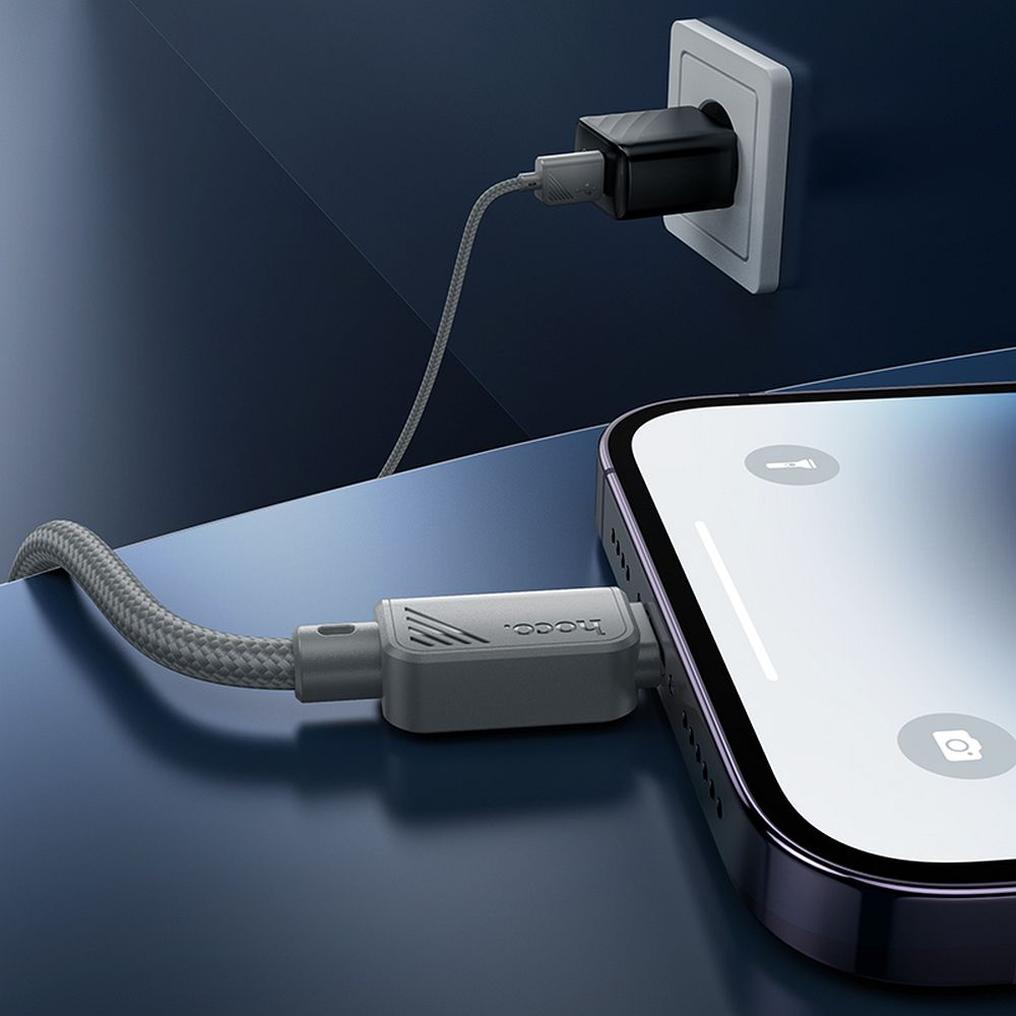 USB-A till Lightning data- och laddningskabel HOCO X113, 18W, 1m, grå