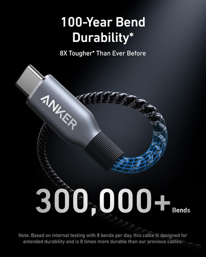 Anker Prime USB-C till USB-C data- och laddningskabel, 240 W, 0,9 m, svart A88E2011