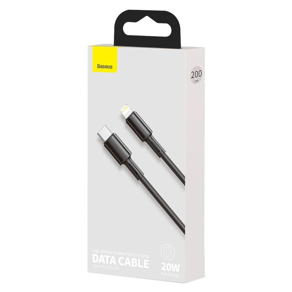 USB-C till Lightning data- och laddningskabel Baseus High Density Flätad, 20W, 2m, Svart CATLGD-A01