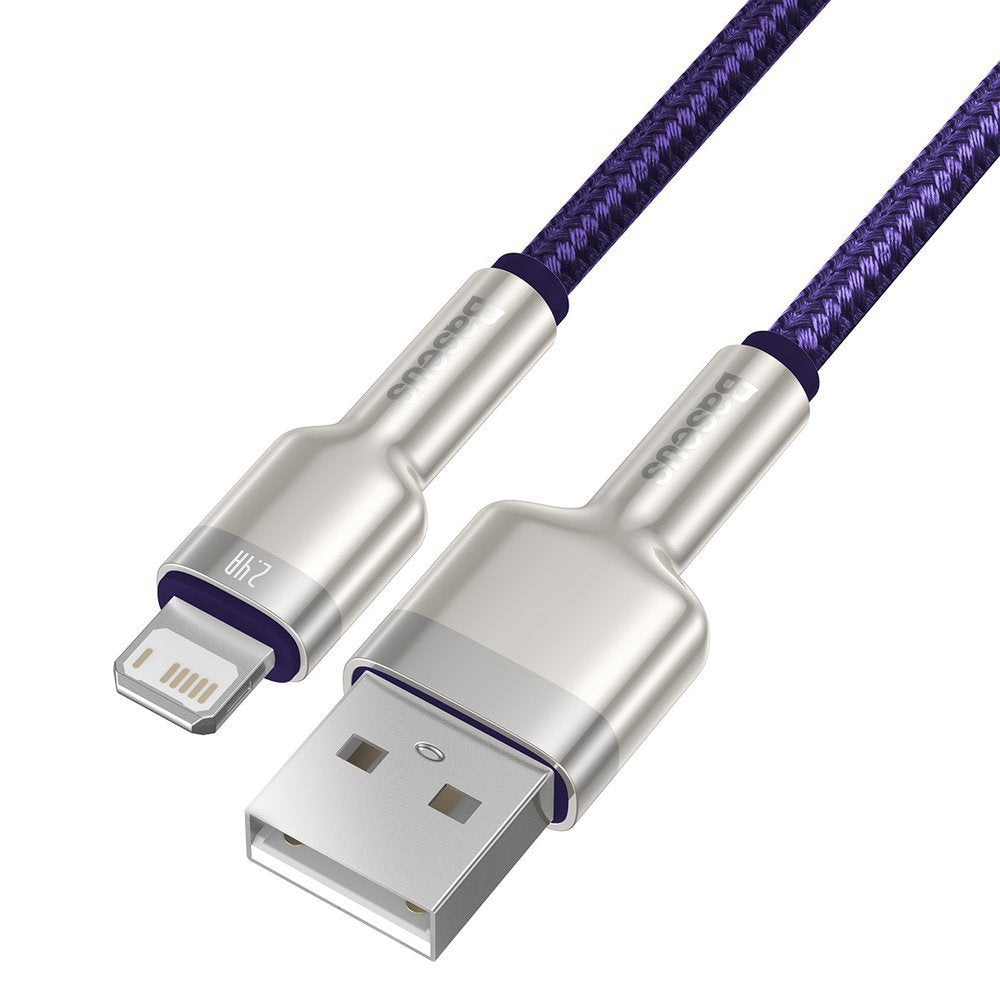USB-A - Lightning Data- och Laddningskabel Baseus Cafule Metal Series, 18W, 2m, Lila CALJK-B05