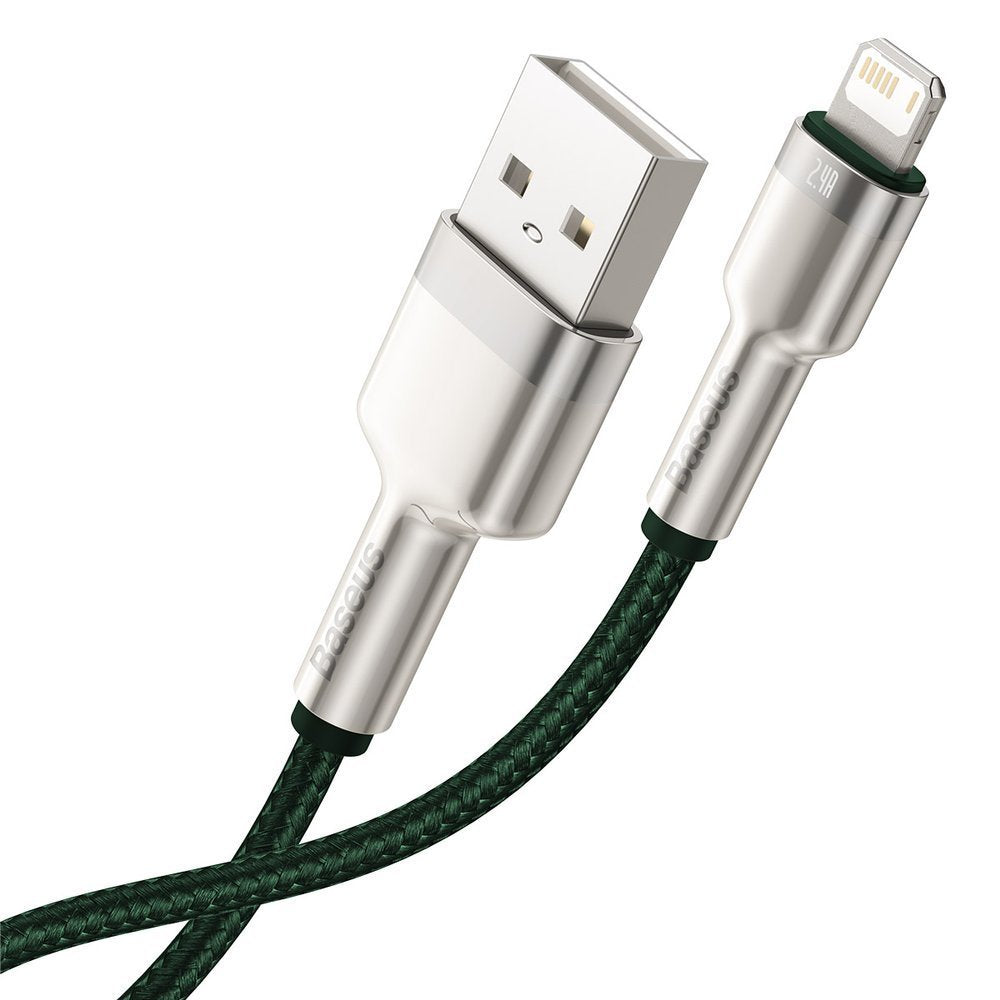 USB-A - Lightning Data- och Laddningskabel Baseus Cafule Metal Series, 18W, 1m, Grön CALJK-A06
