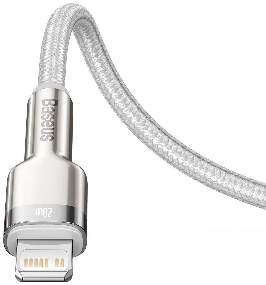USB-C till Lightning-laddnings- och datakabel Baseus Cafule Metal Series, 20W, 2m, Vit CATLJK-B02