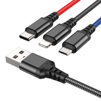 USB-A laddningskabel - Lightning / microUSB / USB-C HOCO X76 3in1, 18W, 1m, Flerfärgad
