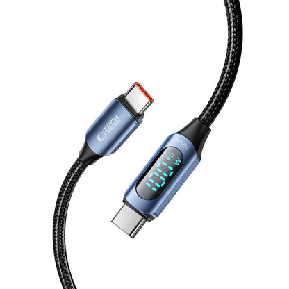 USB-C data- och laddningskabel - USB-C Tech-Protect Ultraboost LED, 100W, 1m, Blå 