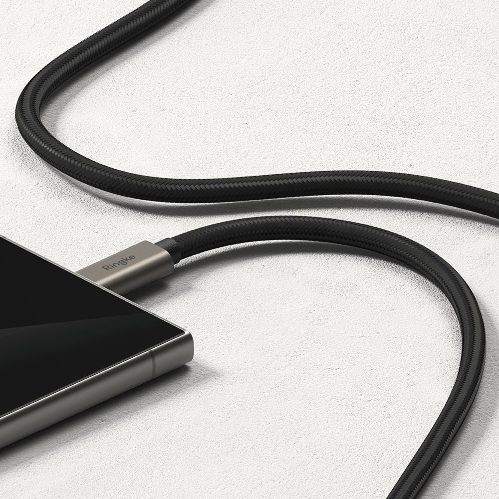 USB-C till USB-C data- och laddningskabel Ringke 2X2, 240W, 1m, Svart