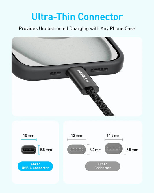 USB-C Data- och Laddningskabel - USB-C Anker Zolo, 240W, 1m, Svart A8060H11