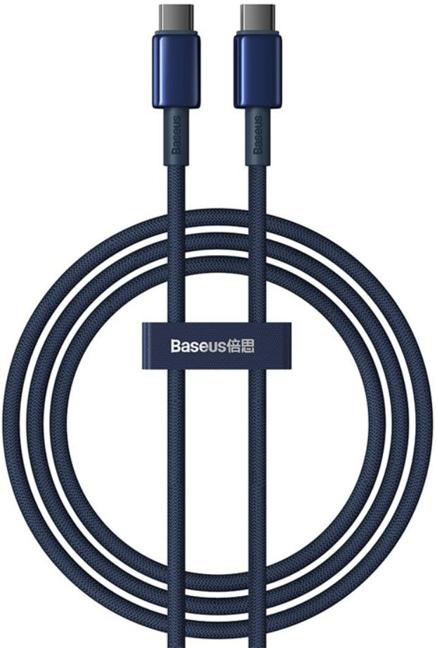 USB-C till USB-C Data- och Laddningskabel Baseus Tungsten Gold, 100W, 1m, Marinblå P10319800321-03