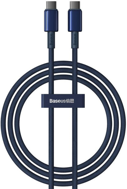 USB-C till USB-C Data- och Laddningskabel Baseus Tungsten Gold, 100W, 1m, Marinblå P10319800321-03