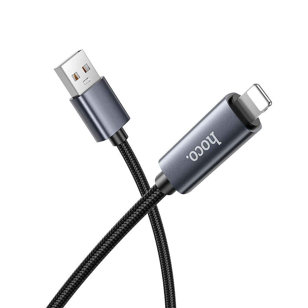 Data- och laddningskabel USB-A - Lightning HOCO Display X112, 18W, 1m, Svart
