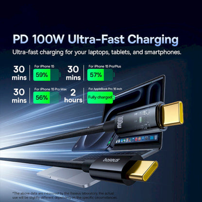 USB-C till USB-C Data- och Laddningskabel Baseus Explorer, 100W, 1m, Svart P10319703111-00
