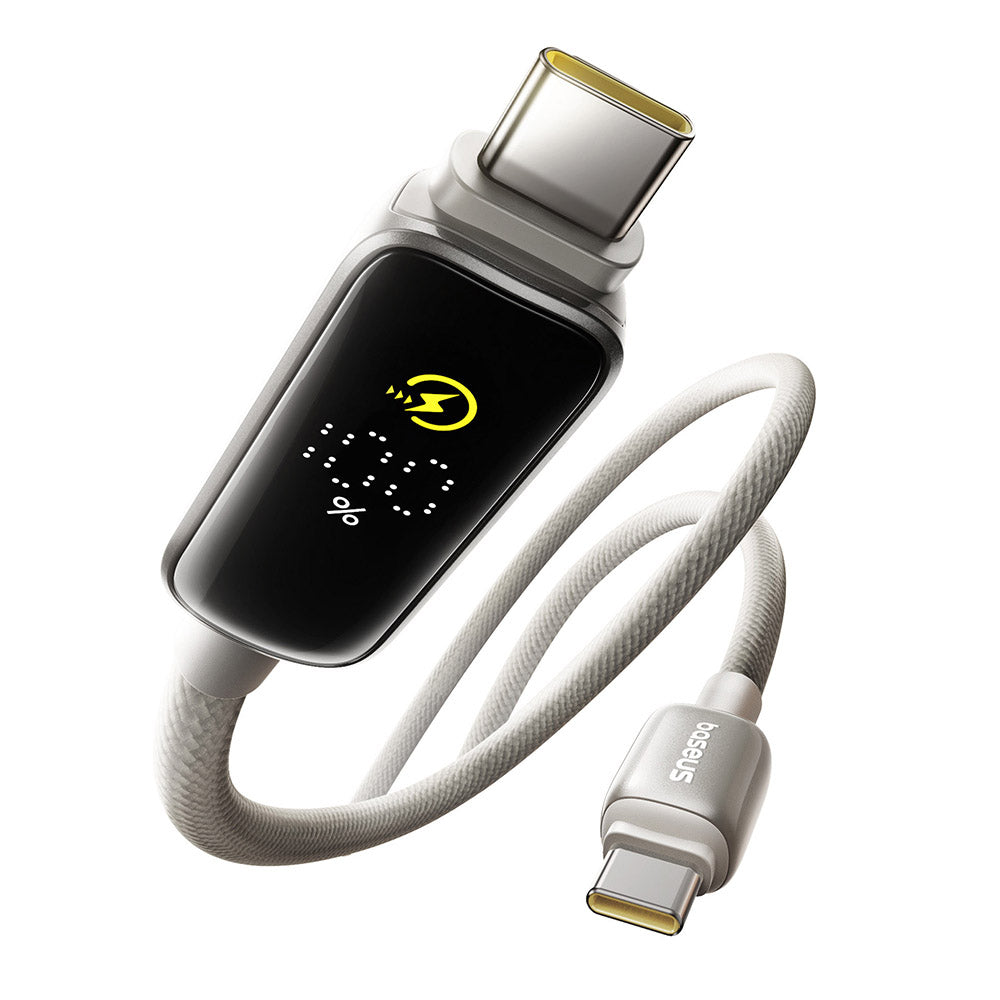 USB-C till USB-C Data- och Laddningskabel Baseus Vipow Display, 100W, 2m, Grå P10381802851-01