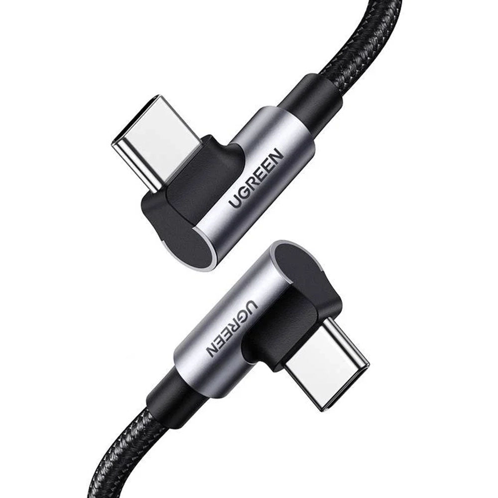 USB-C till USB-C data- och laddningskabel UGREEN US335 Angled, 100W, 2m, Svart