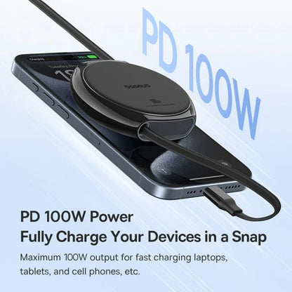 USB-C till USB-C Data- och Laddningskabel Baseus Pathfinder Retractable, 100W, 1m, Svart P10368400111-00