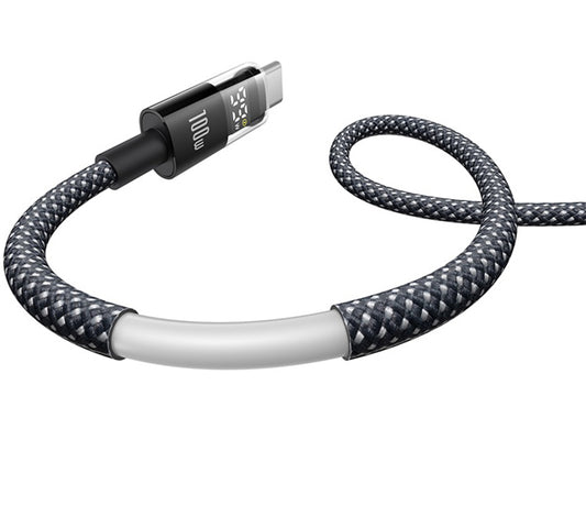 USB-A till USB-C Baseus Display 2 data- och laddningskabel, 100W, 2m, Svart P10382701111-00